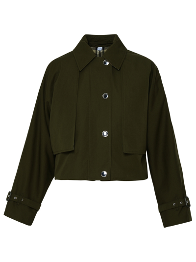 Burberry Woman Tropical Gabardine Persimmon Jacket In Green