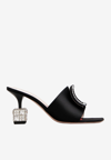 Roger Vivier Cube 75 Crystal-embellished Satin Mules In Black