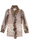 Dolce & Gabbana Leopard Print Chiffon Blouse In Multicolor