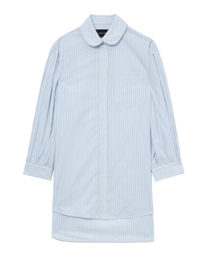 Simone Rocha Puff-sleeve Striped Shirt In Blue