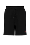 Hugo French-terry-cotton Shorts With Red Logo Label In Black