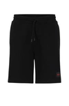 Hugo Boss French-terry-cotton Shorts With Red Logo Label In Black