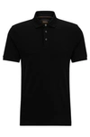 Hugo Boss Regular-fit Polo Shirt In Mercerized Italian Cotton In Black