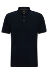 Hugo Boss Regular-fit Polo Shirt In Mercerized Italian Cotton In Dark Blue