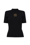 Balmain Top With Monogram In Noir/or