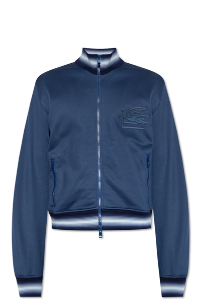 Etro Sweater Mit Logo Auf Der Brust In Blue