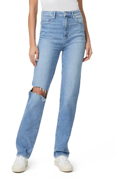 Paige Stella Ripped High Waist Straight Leg Jeans In Azra Destructed