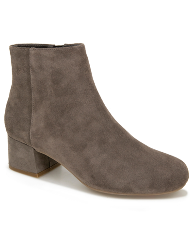 Kenneth Cole Reaction Women's Road Stop Block Heel Booties In Dark Taupe - Suede