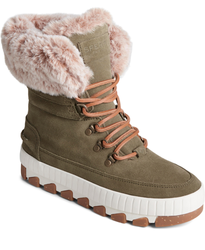 Sperry Torrent Suede Narrow Calf Boots In Olive