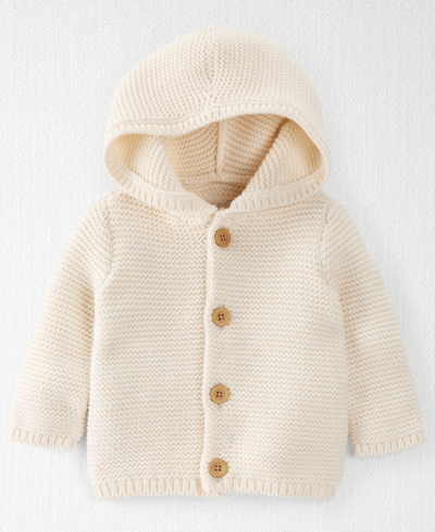 Carter's Little Planet By  Baby Boys Or Baby Girls Organic Cotton Signature Stitch Cardigan Sweater In Beige