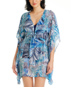 Bleu By Rod Beattie Women's Shady Days Chiffon Caftan Cover-up In Navy