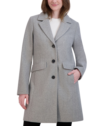 Laundry By Shelli Segal Women's Single-breasted Walker Coat In Heather Grey