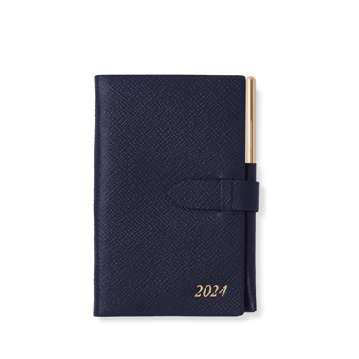Smythson 2024 Panama Weekly Diary With Pencil In Navy