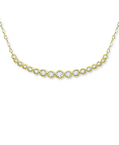 Giani Bernini Cubic Zirconia Bezel Curved Bar Collar Necklace, 16" + 2" Extender, Created For Macy's In Gold Over Silver