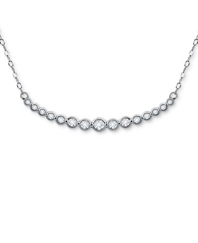 Giani Bernini Cubic Zirconia Bezel Curved Bar Collar Necklace, 16" + 2" Extender, Created For Macy's In Sterling Silver