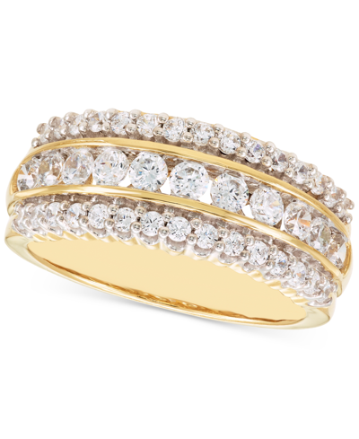 Macy's Diamond Three Row Band (1 Ct. T.w.) In 14k Two-tone Gold In Two Tone