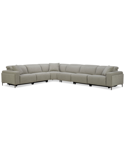 Furniture Adney 161" 6-pc. Zero Gravity Fabric Sectional With 4 Power Recliners, Created For Macy's In Dove