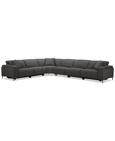 Furniture Adney 161" 6-pc. Zero Gravity Fabric Sectional With 4 Power Recliners, Created For Macy's In Metal
