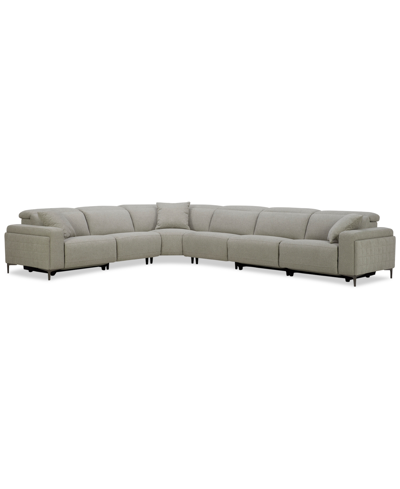 Furniture Adney 161" 6-pc. Zero Gravity Fabric Sectional With 3 Power Recliners, Created For Macy's In Dove