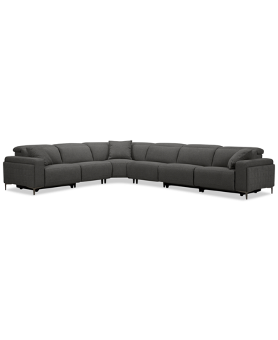Furniture Adney 161" 6-pc. Zero Gravity Fabric Sectional With 3 Power Recliners, Created For Macy's In Metal