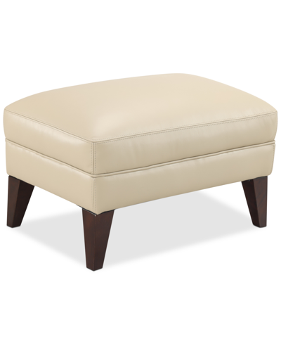 Furniture Collyn 31" Modern Leather Ottoman, Created For Macy's In Beige