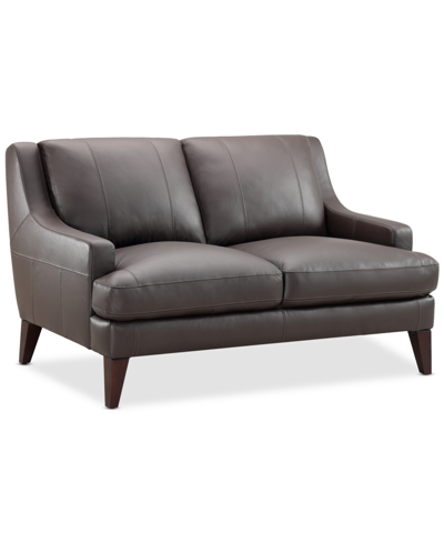 Furniture Collyn 59" Modern Leather Loveseat, Created For Macy's In Brown