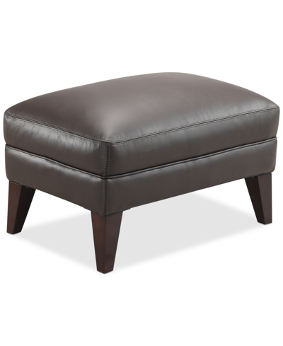 Furniture Collyn 31" Modern Leather Ottoman, Created For Macy's In Brown
