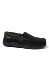 Dearfoams Men's Alexander Microsuede Moccasin Slippers With Berber Casing In Black