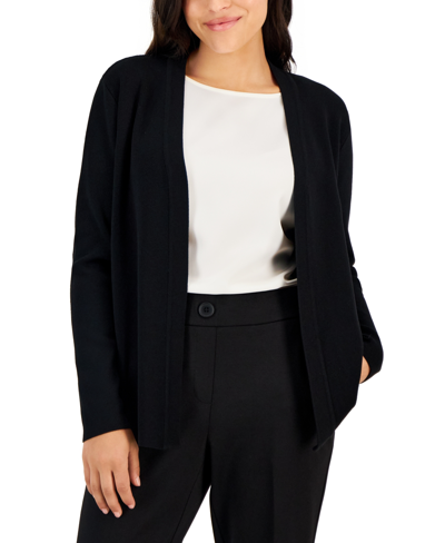 Ak Anne Klein Petite Kissing Front Cardigan In Anne Black