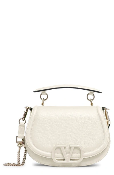 Valentino Garavani Leather Vsling Shoulder Bag In 098 Ivory