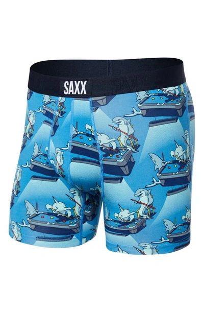 Saxx Ultra Super Soft Relaxed Fit Boxer Briefs In Pool Shark Pool- Blue