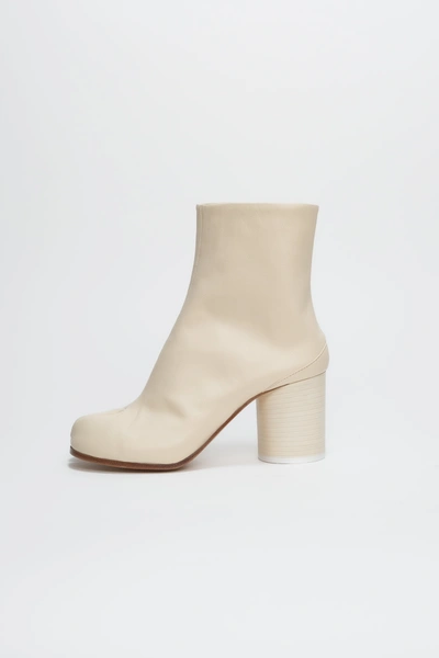 Maison Margiela Chunky Leather Tabi Boots In Ivory