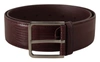 DOLCE & GABBANA DOLCE & GABBANA MAROON CALF LEATHER WIDE LOGO ENGRAVED BUCKLE WOMEN'S BELT