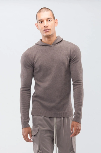 Rick Owens Ribbed Cuffs Detailed Knitted Hoodie In L