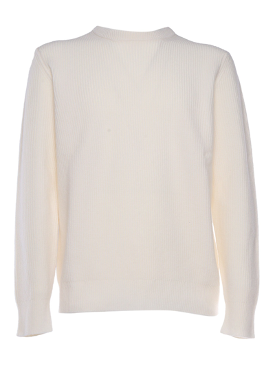 Ballantyne Ribbed Jumper In White