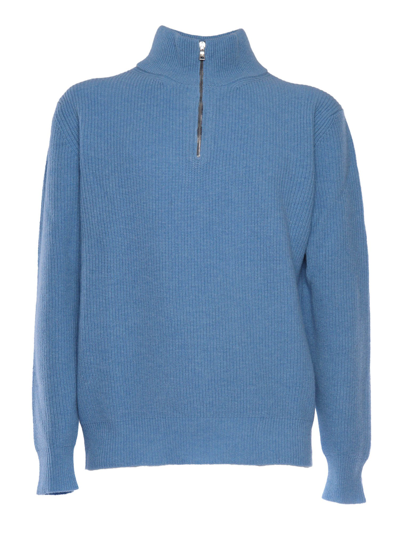 Ballantyne Half Zip Pullover In Light Blue