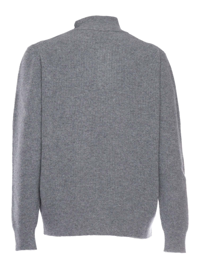 Ballantyne Half Zip Jumper In Grey