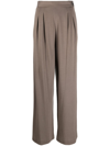 Fabiana Filippi Women's Wide Leg Wool Trousers In Brown