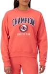 Champion Women's Powerblend Relaxed Crewneck Sweatshirt In High Tide Coral