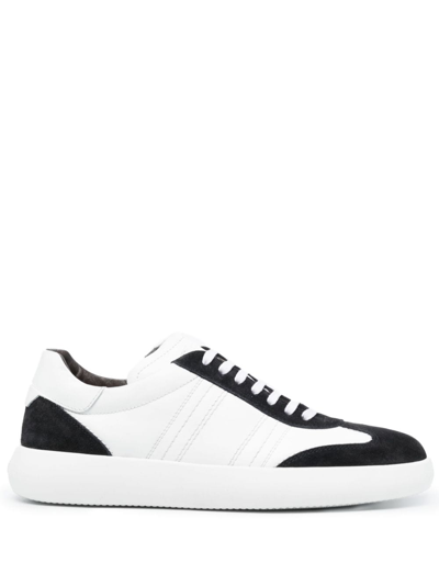 Brioni Panelled Low-top Leather Sneakers In White
