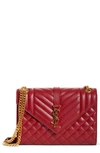 Saint Laurent Medium Cassandra Quilted Leather Envelope Bag In Red