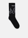 Vision Of Super Black Socks With White Contour Flames In Black