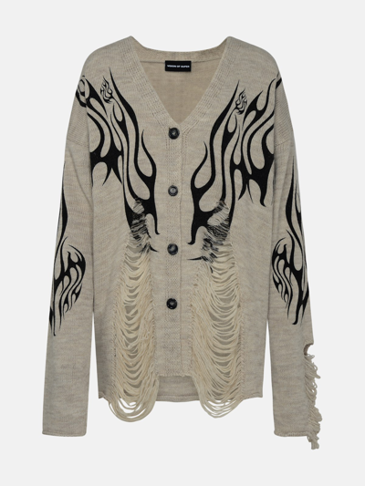 Vision Of Super Light Blue Wool Cardigan In White