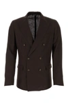 Dolce & Gabbana Double-breasted Linen Blazer In Brown