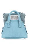 Maison Margiela Light Blue Leather And Fabric 5ac Classique Baby Handbag In Blue