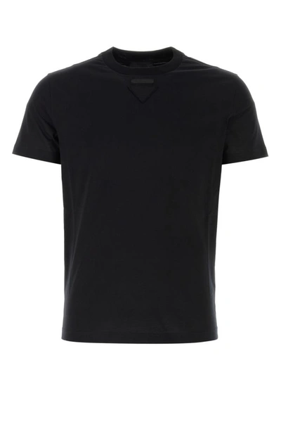 Prada Slim-fit Crew-neck Cotton T-shirts Pack Of Three In Black