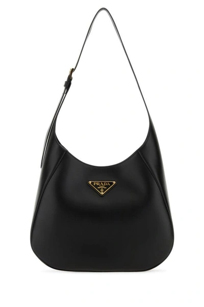 Prada Woman Black Leather Shoulder Bag