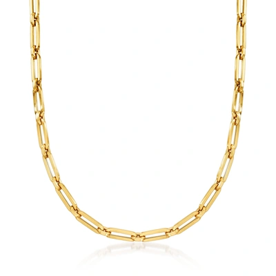 Ross-simons Italian 14kt Yellow Gold Paper Clip Link Necklace In White