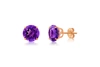 Max + Stone 14k Rose Gold 9mm Round Cut Gemstone Stud Earrings In Purple