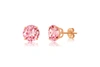 Max + Stone 14k Rose Gold 9mm Round Cut Gemstone Stud Earrings In Pink